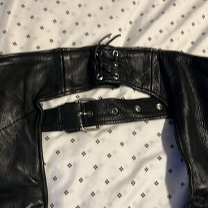 Black Leather Motorcycle Chaps